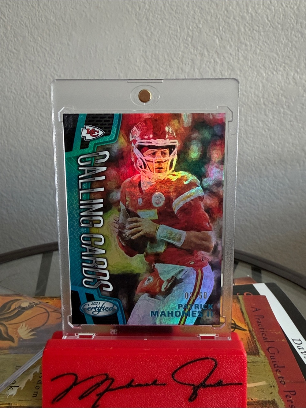 2023 Panini Certified - Calling Cards Patrick Mahomes II Mirror Teal 03/50
